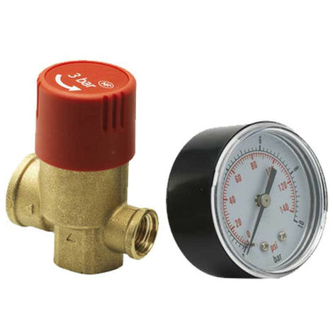 Válvula de Seguridad 3 bar Hembra-Hembra 3/4" con Manómetro - IVAR