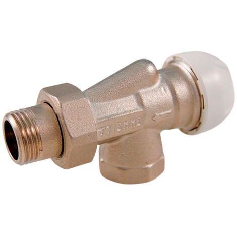 Válvula de Escuadra Invertida Termostatizable para Radiador con Unión para Tubo de Hierro - Rosca Macho-Hembra 1/2" - Tiemme