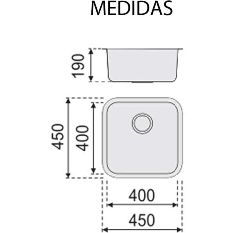 Fregadero Roma Acero Inox Negro Bajo/Sobre Encimera - 20 Cm Profundidad  Gresinex  Tamaño: 40x40