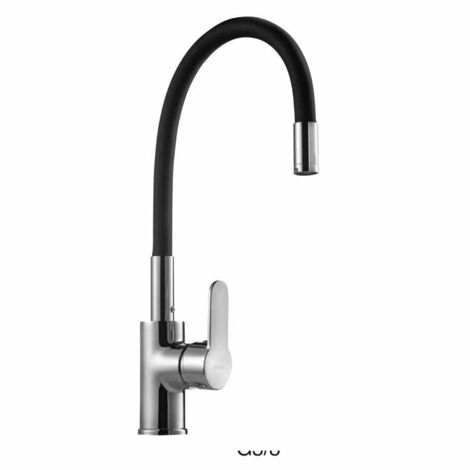Grifo de Cocina Monomando Mirtak F18 Flexible Negro Mate con Caño Orientable