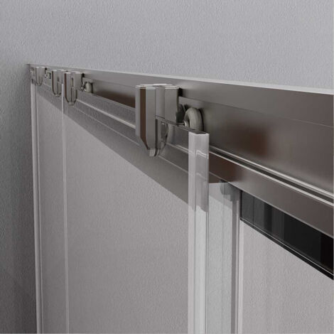 Mampara de Ducha frontal Corredera F1 2 fijo + 2 puertas – Sin Perfil Bajo  Decoracion Mampara: Cristal Decorado - Mamparas: 175 cm