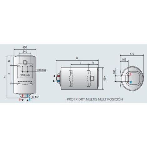 Termo Eléctrico 100 Litros Pro1 Eco Dry Multis  - Ariston