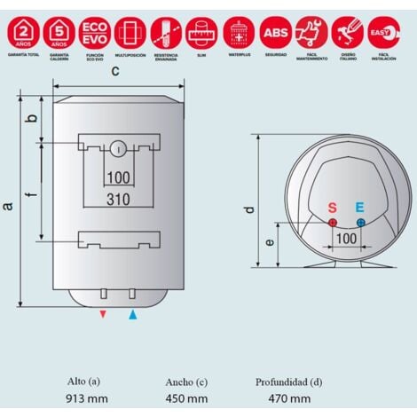 Termo Eléctrico 100 Litros Pro1 Eco Dry Multis  - Ariston
