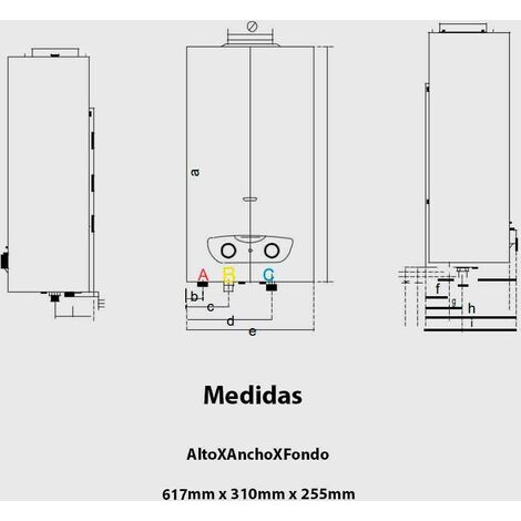 Calentador Gas Butano/Propano Fast R X Instantáneo Atmosferíco - Cámara Abierta -Tiro Natural 11Litros Bajo NOx - ARISTON