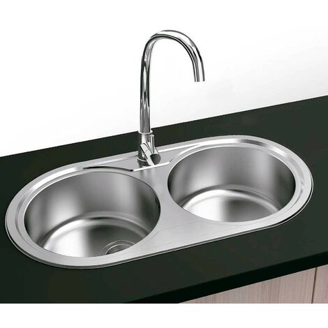 Evier encastré 84 x 44 Paris - 2 cuves - Inox