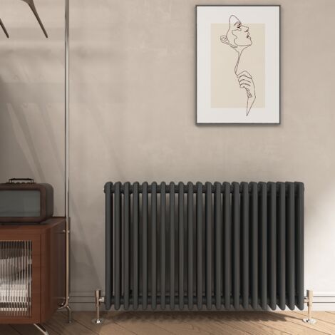 EMKE Cast Iron Rad Traditional 3 Column Horizontal Central Heating Radiator Anthracite, 600x1010mm