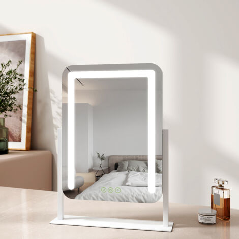EMKE Hollywood Vanity Mirror with Lights Dressing Table Mirror with 7X Magnifier, 3 Color Lighting, Rotation and Memory Function, 40x30cm, White (1/5)