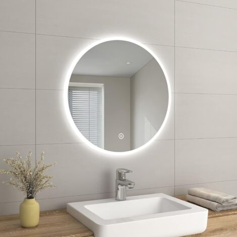 EMKE Round Bathroom LED Mirror Wall-Mounted LED Vanity Mirror Bedroom ...