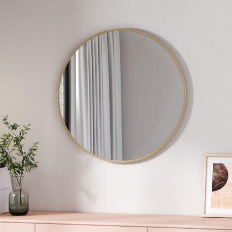 EMKE Bathroom Circle Mirror, Round Mirror for Glass Wall Mounted Makeup ...