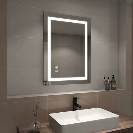 EMKE Bluetooth Bathroom Mirror with Shaver Socket, Backlit LED ...