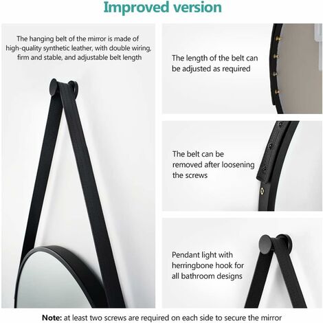 EMKE Bathroom Circle Mirror Black Round Mirror Wall Vanity Mirror Framed Belt Decorative Hanging Makeup Mirror 50cm
