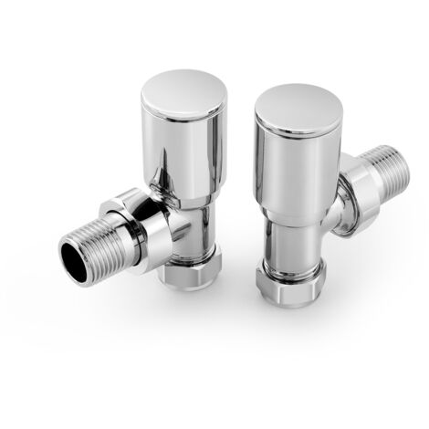 EMKE Chrome Angled Radiator Valve Radiator Pair 15mm Valves for Towel ...