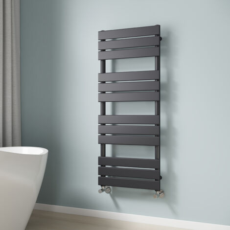 EMKE Flat Panel Heated Towel Rail Bathroom Anthracite Central Heating Rad Radiator Ladder Radiator Warmer 1200x500mm