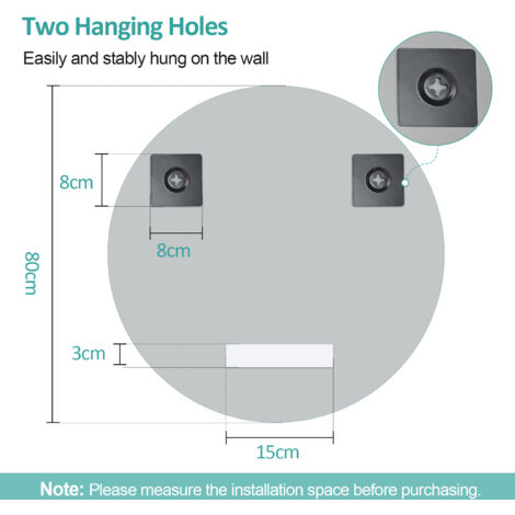 EMKE Round Bathroom Mirror Modern Wall Mounted Slim Frameless Mirror 80CM