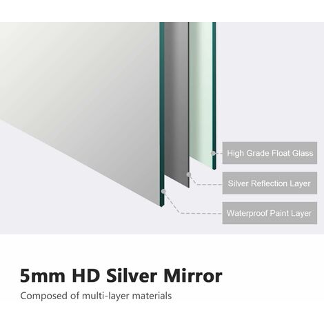 EMKE Rectangular Bathroom Mirror Frameless Wall Mirror 600x450mm