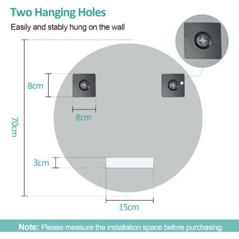 EMKE Round Bathroom Mirror 70CM Wall Mounted Mirror Thin HD Circle Mirror