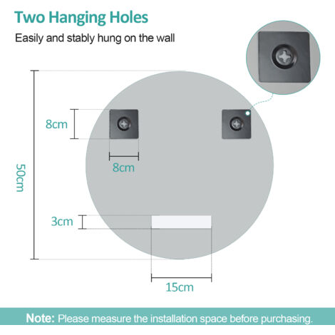 EMKE Bathroom Mirror 50CM Frameless Wall Mounted Round Mirror