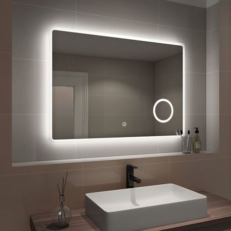 EMKE LED Bathroom Mirror Illuminated Wall Mirror Touch Switch ...