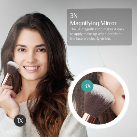 EMKE LED Bathroom Mirror Illuminated Wall Bluetooth Mirror Touch Switch, Demister Pad, Shaver Socket, 3X Magnifying Mirror, Horizontal, 800x600mm