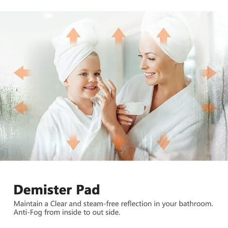 EMKE Backlit Illuminated Bluetooth Bathroom Mirror with Shaver Socket, 800x600MM Bathroom Mirror with Fuse, Demister, Clock