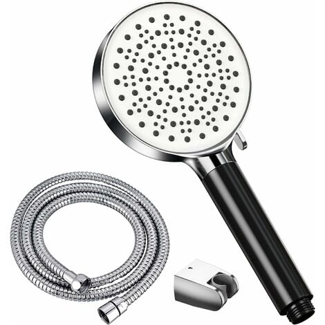 Shower Head + 1.5m Flexible Shower Hose, Bathroom Shower Hand Shower With 5  Modes High Pressure Water Saving - Chrome