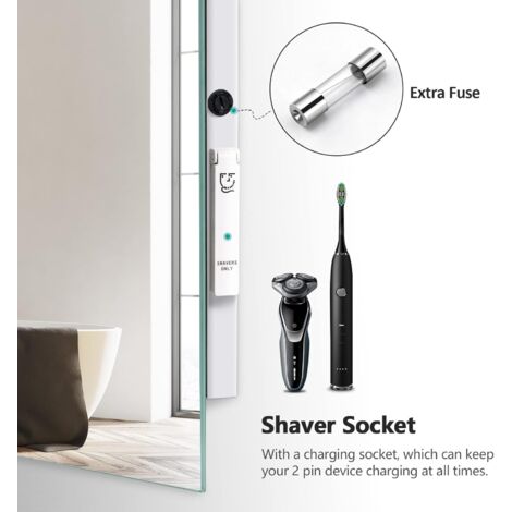 EMKE Backlit Illuminated Bluetooth Bathroom Mirror with Shaver Socket ...