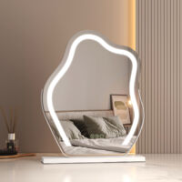 EMKE Cosmetic Hollywood Vanity Mirror with 3 Colours LED Variable Light 360° Rotation Irregular Makeup Mirror, 45x55cm White