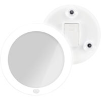 EMKE Cosmetic Mirror with Lighting(6000K) with 5x Magnifying Mirror, LED Bathroom Mirror Magnifying Mirror with Suction Cup, Magnifying Glass for Bathroom Wall Mirror, White
