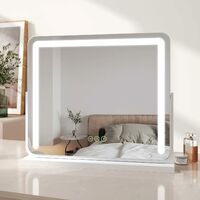 EMKE Hollywood Vanity Mirror with Lights, Large Round Corner Tabletop Makeup Mirror with Dimmable, Smart Touch Screen, Hollywood Mirror with 360° Rotation and Memory Function, 60 x 52cm, White