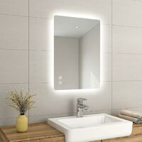 EMKE Backlit Bathroom Bluetooth Mirror with Fuse, LED Bathroom Mirror with Shaver Socket & Demister, 500x700mm
