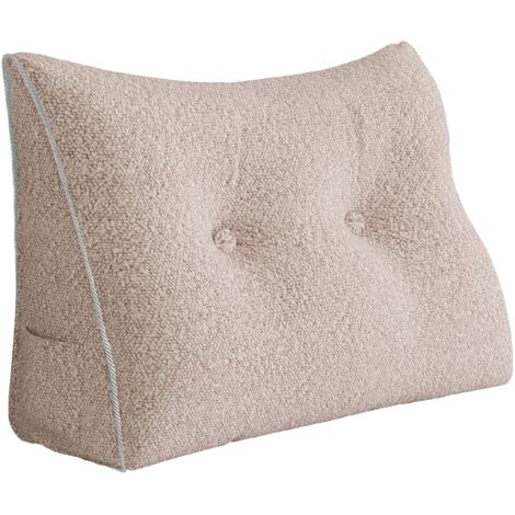 VERCART Großes Bettruhe Keilkissen, Lang Lesekissen, Dekoratives Kopfteilkissen, Dreieckiges Rückenkissen, Loungekissen für Tagesbett oder Couch,Hell-Pink,60x50x20CM (1/5)