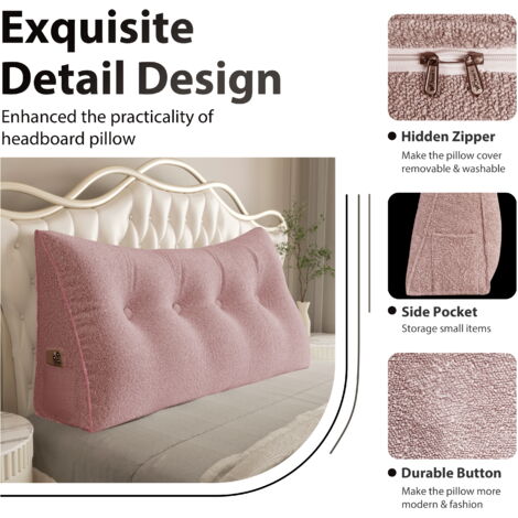 Großes Lesekissen Kopfteil Für Bett & Sofa | Rückenlehnenkissen 198x79cm | Mit Nackenrolle