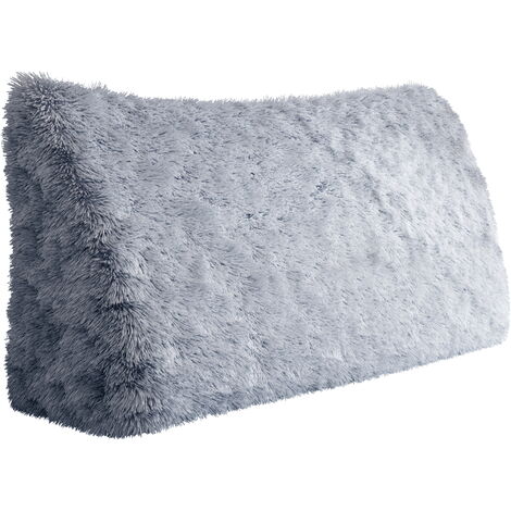 VERCART Großes Bettruhe Keilkissen, Lang Lesekissen, Dekoratives Kopfteilkissen, Dreieckiges Rückenkissen, Loungekissen für Tagesbett oder Couch,Grau Blau,140x50x20CM
