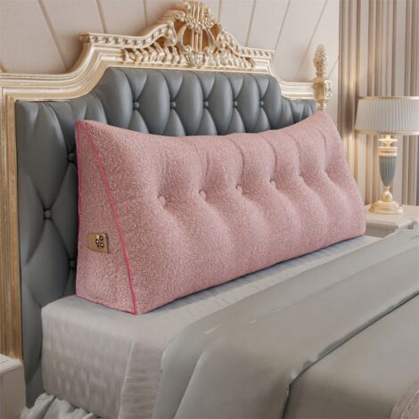VERCART Großes Bettruhe Keilkissen, Lang Lesekissen, Dekoratives Kopfteilkissen, Dreieckiges Rückenkissen, Loungekissen für Tagesbett oder Couch,Rosa,180x50x20CM