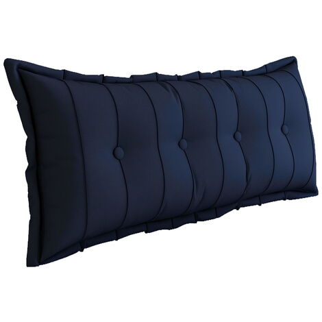VERCART Großes dekoratives Bettkissen, geknöpftes Lesekissen, Körperkissen für Seitenschläfer,Blau,120 x 8 x 50 cm