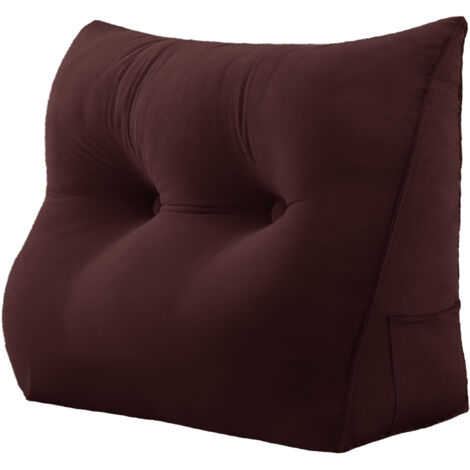 VERCART Großes Bettruhe Keilkissen, Lang Lesekissen, Dekoratives Kopfteilkissen, Dreieckiges Rückenkissen, Loungekissen für Tagesbett oder Couch, Samt Braun 60cm (1/4)