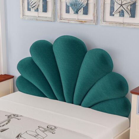 VERCART Muschel Kopfteil Bett 140 160 Polster, Wandkissen Kinderzimmer Bett Deko, Weiche PP-Baumwolle Wandpolster Schlafzimmer zum Sitzen im Bett, Blau