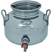 BIDONE CONTENITORE FUSTO ACCIAIO INOX PER OLIO CON SUPPORTO SANSONE