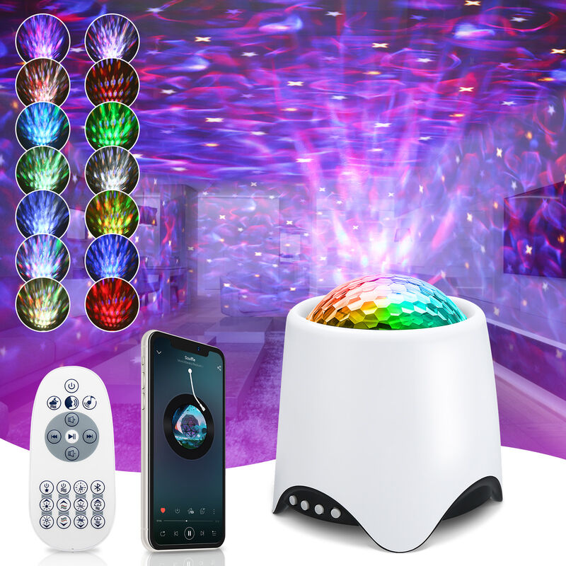 ONEFIRE - Proyector de galaxia, proyector de luz nocturna de ruido blanco  para dormitorio, proyector de techo de música Bluetooth, luces de
