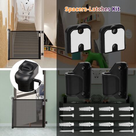 Barrera de seguridad para niños extensible Barrera de escalera de cierre  fácil H.84 x W.180 cm máx. negro