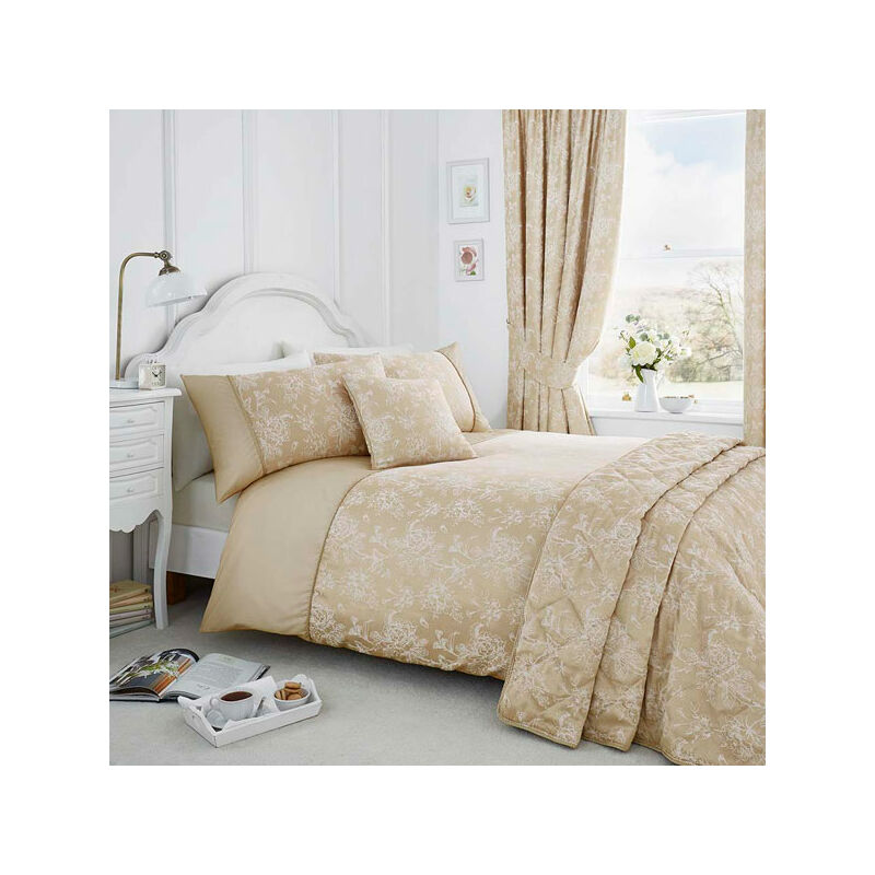 Serene Jasmine Floral Weave Cotton Rich Duvet Cover Set, Champagne, King