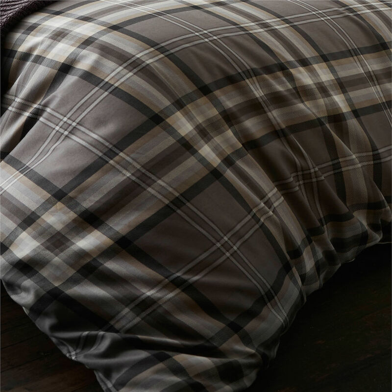 Catherine Lansfield Kelso Reversible Tartan Check Duvet Cover Set,  Charcoal, Double