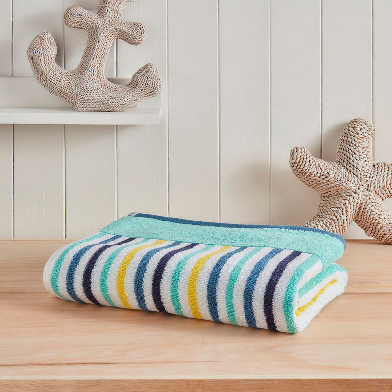 Fusion Fish Jacquard 100% Cotton 550gsm Hand Towel, Aqua/White, 2 Pack