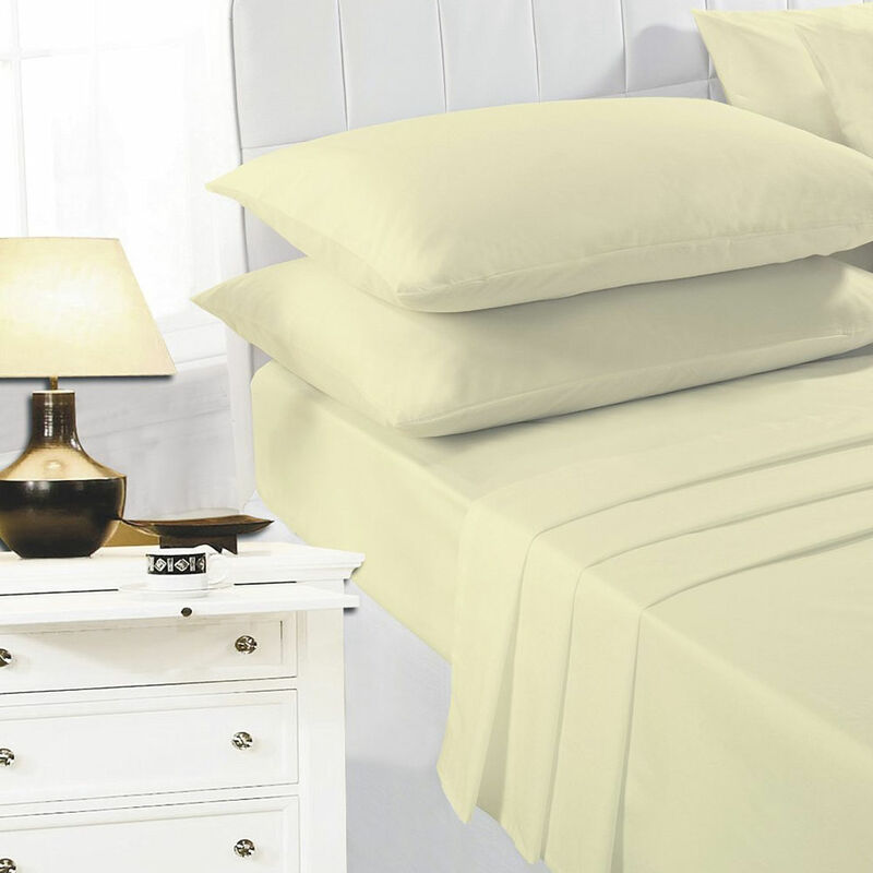 Night Zone Easy Care Polycotton Extra Deep Fitted Sheet, Lemon, Double