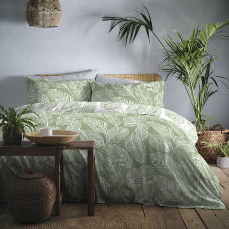 Botanical Leaves Duvet Cover Set in Green by Catherine Lansfield