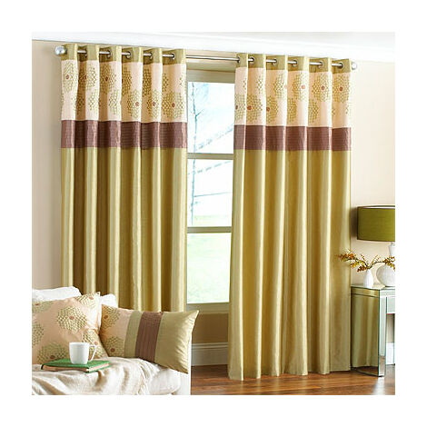 Riva Home Clermont Eyelet Curtains, Green, 66 x 72 Inch