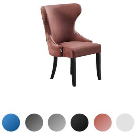 Einzelner Esszimmerstuhl Mayfair LUX aus Samt mit Holzbeinen – Esszimmerstuhl – Polsterstuhl – moderner Esszimmerstuhl – Rosa