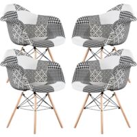 Set aus 1/2/4 Chrono Patchwork Eiffel Esszimmerstuhl – 4er-Set – Mehrfarbig