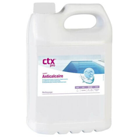 Anti-calcaire liquide 5L – Préventif et curatif pour piscine – Protège parois et filtration – Efficace contre dépôts calcaires – CTX