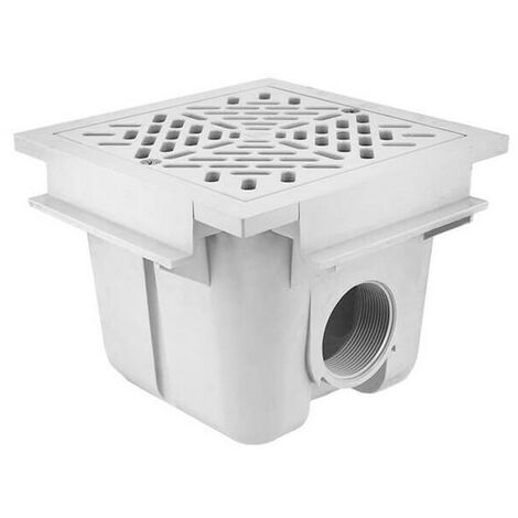 Astralpool – Bonde de piscine carrée 210 x 210 mm ABS – Pour béton – Débit 13m³/h – Grille vissée – Sortie latérale 2''
